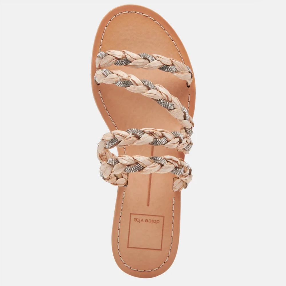 Dolce Vita Khloe Natural Rhinestone Slide Sandals